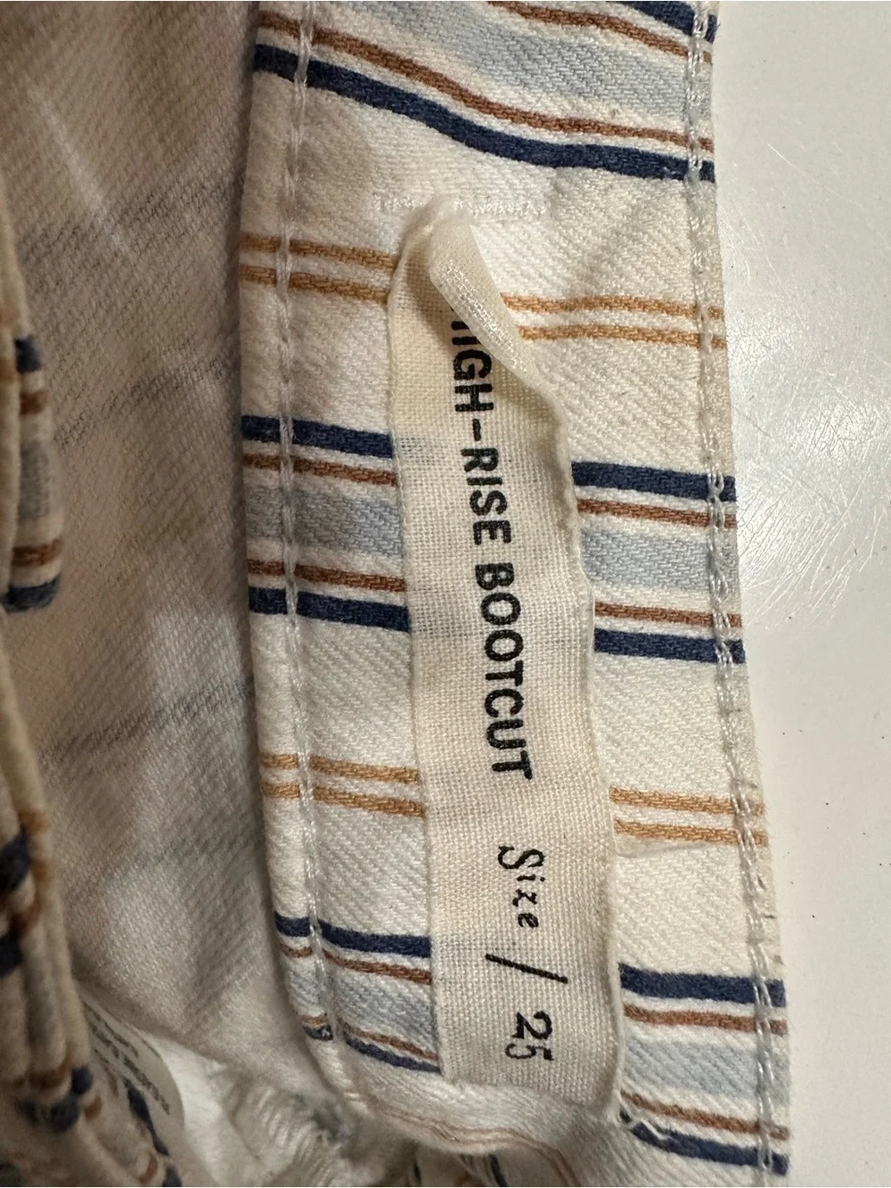 Pilcro and the Letterpress Cream and Blue Striped Cropped Jeans